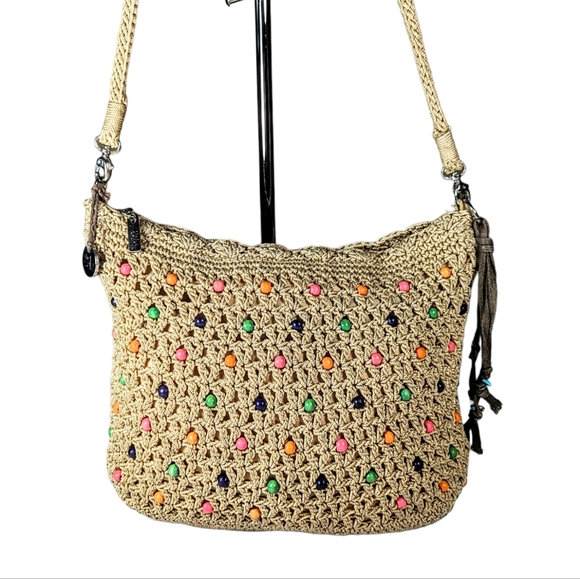 The Sak Bags The Sak Crocheted Beaded Boho Chic Crossbody Hobo Bag